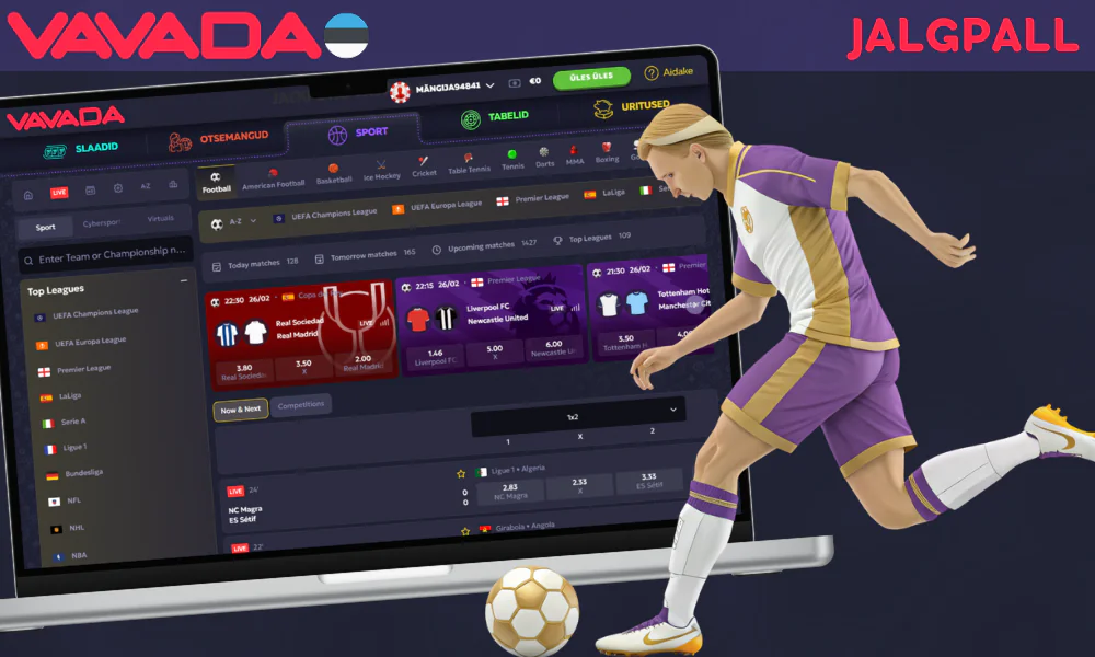 Vavada pakub kihlvedude tegemiseks üle 1000 igapäevase jalgpallivõistluse