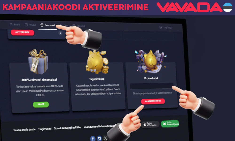 Samm-sammult juhised Vavada sooduskoodi aktiveerimiseks