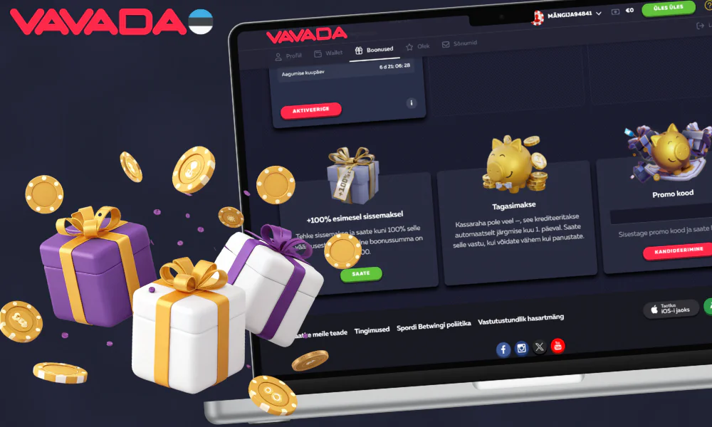 Erinevad boonused on saadaval Vavada mängijatele Eestist